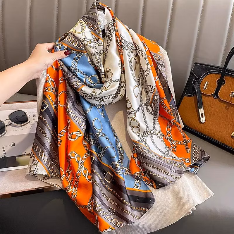 Luxury Designer Printed Silk Head Scarf Muslim Women Silk Hijabs