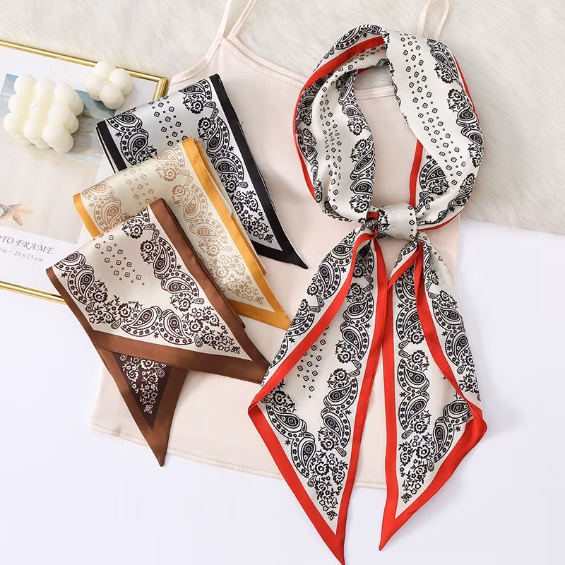 Long Custon Design Women Vintage Summer Fashion Colorful Lady Silk Scarf