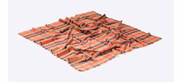 Hot Item Winter Lady New Arrive Designer Brand Luxury Orange Fashion Check Scarves Ladies Square Shawl Poncho Kimono Women′s Scarf for Girls