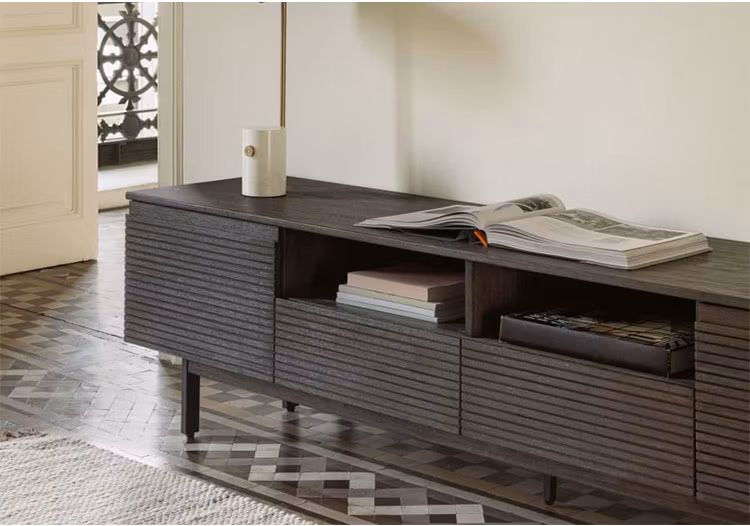 Mumu Design Interior Decorative Solid Oak Wood Fluted Pattern Cabinet Door