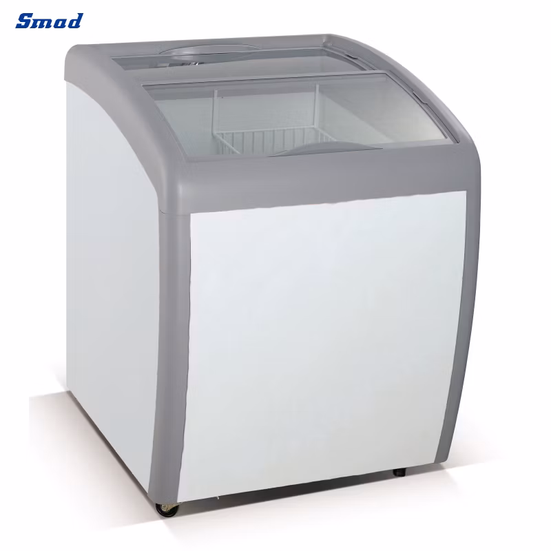 Smad 160L Commercial Mini Cold Single Door Portable Frozen Food Sliding Glass Top Open Ice Cream Display Chest Deep Freezer Showcase
