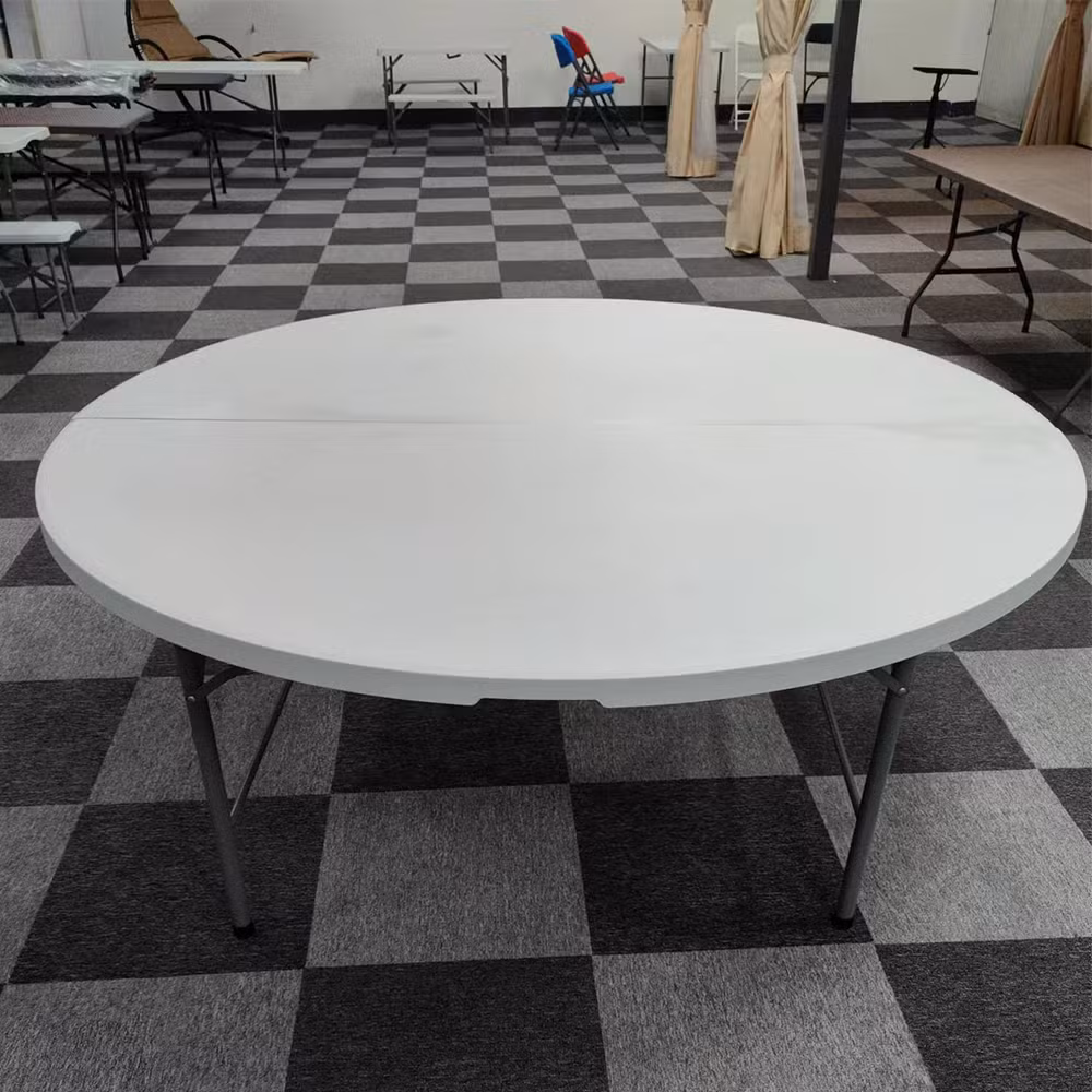 Wholesale 72 Inch 6FT Event Banquet HDPE White Plastic Round Folding Tables for Weddings