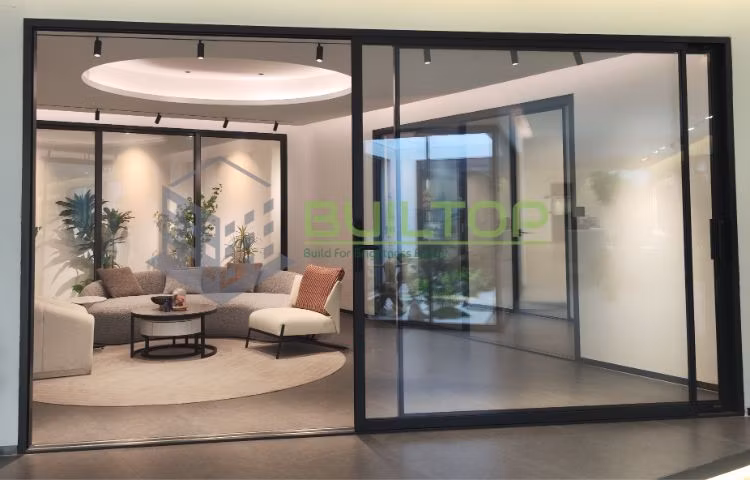 Mirror Closet Wardrobe Sliding Door Glass Slim Frame No Bottom Track Black Soft Closing Aluminum Sliding Glass Door House