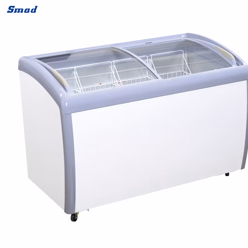 Smad 160L Commercial Mini Cold Single Door Portable Frozen Food Sliding Glass Top Open Ice Cream Display Chest Deep Freezer Showcase
