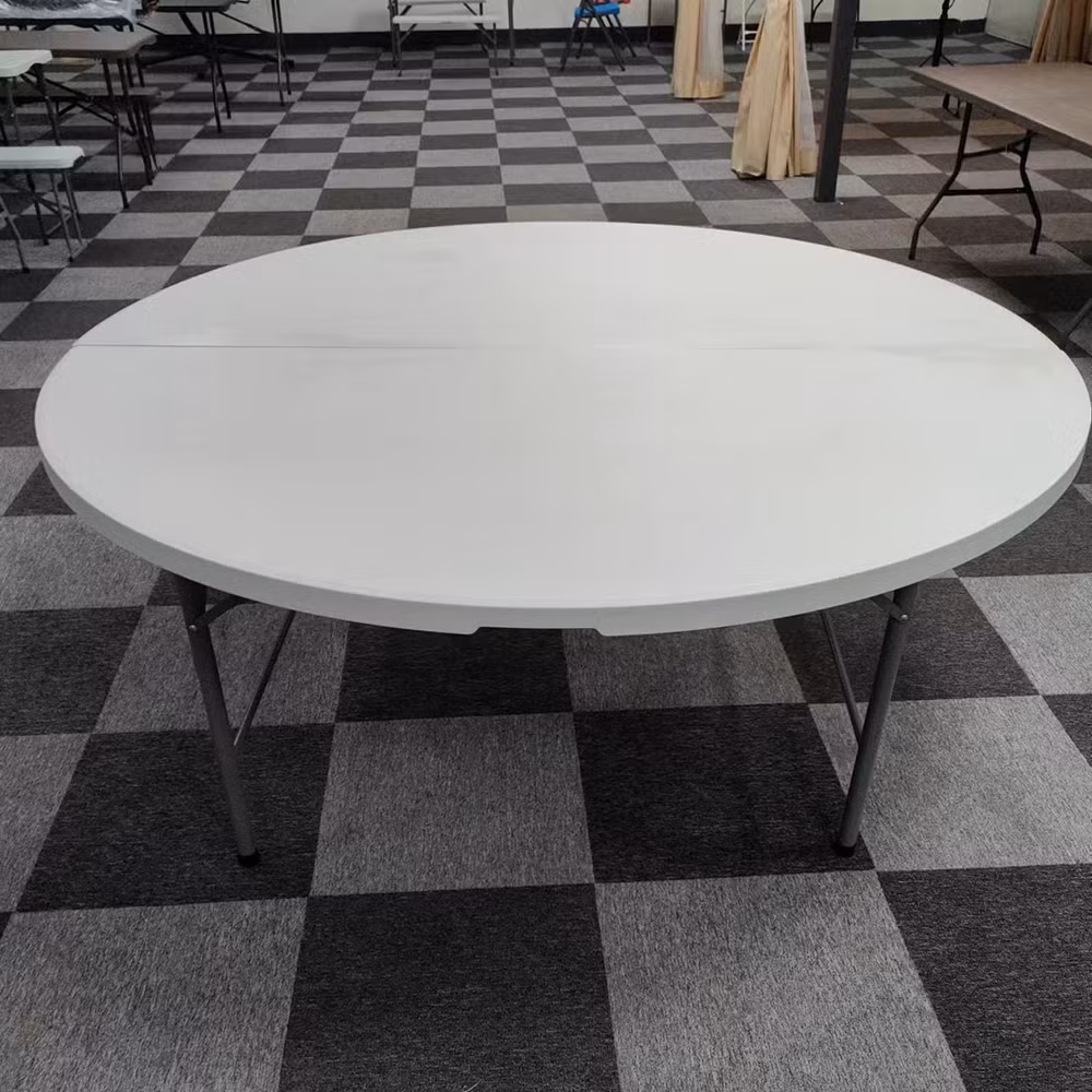 Wholesale 72 Inch 6FT Event Banquet HDPE White Plastic Round Folding Tables for Weddings