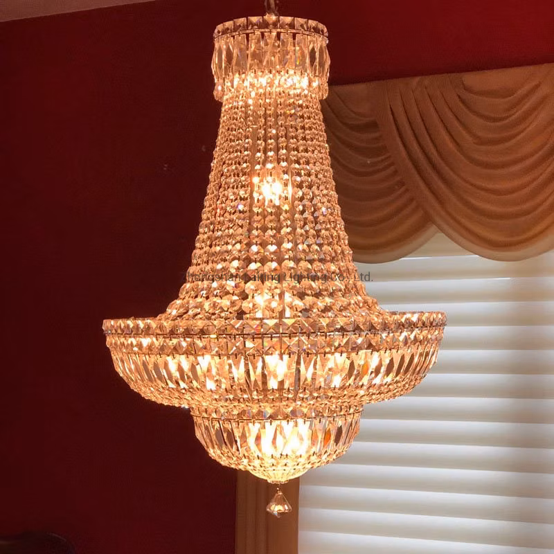 North American Living Room Chrome Frame with Clean Crystal Small Size Chandelier