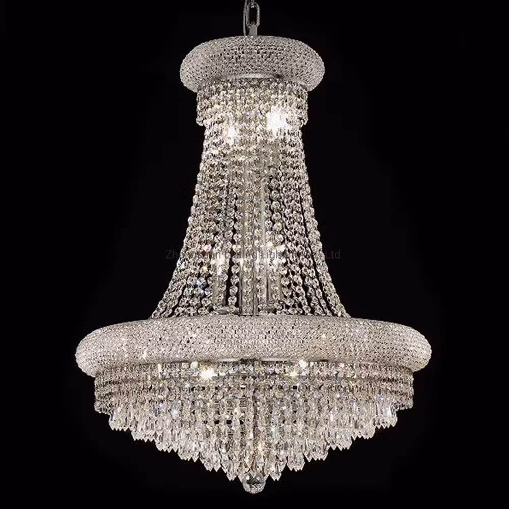 North American Living Room Chrome Frame with Clean Crystal Small Size Chandelier