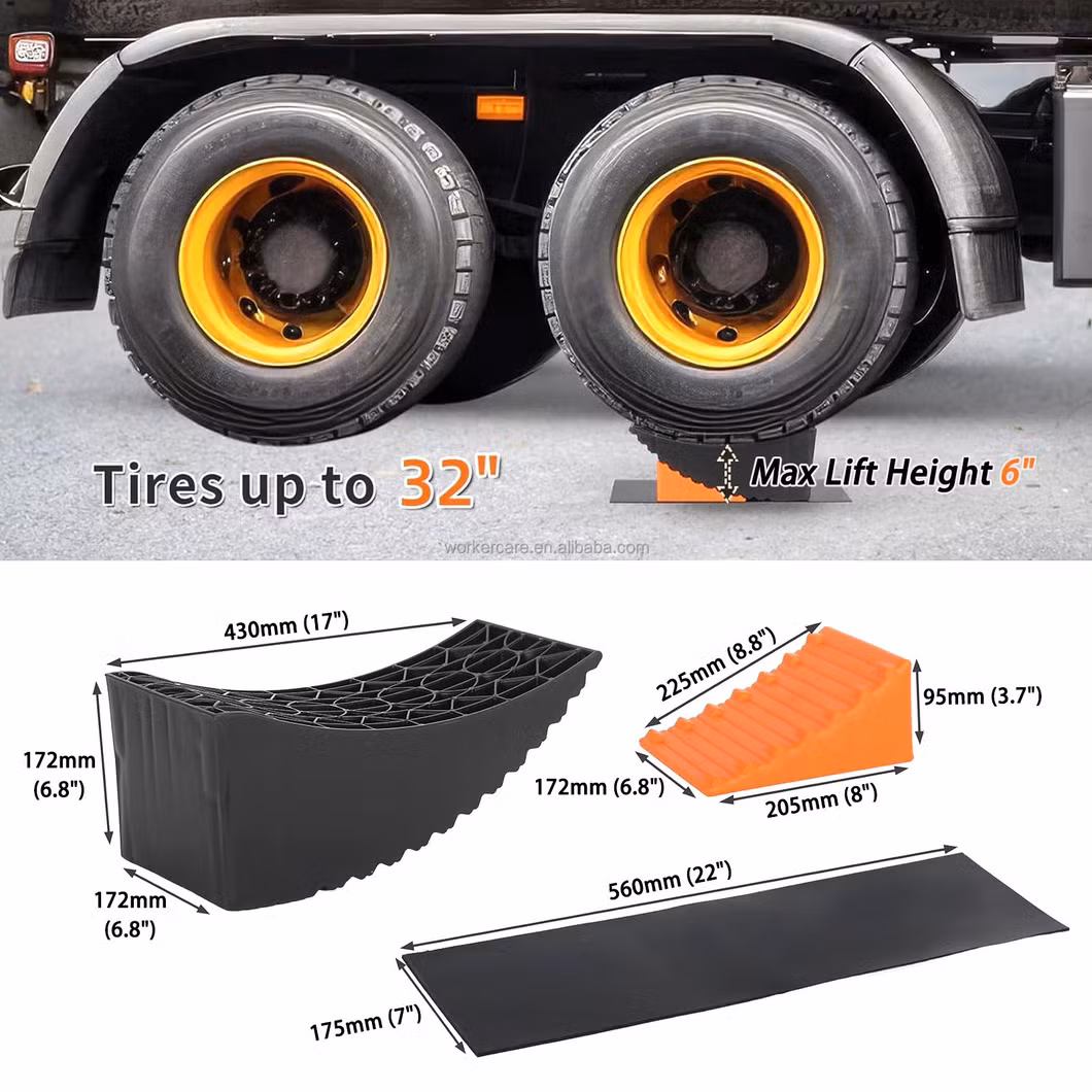 Raised Tire Change Ramp Caravan Leveling Ramp Curved RV Camper Leveler Blocks for Travel Trailer Motorhome Dual Axle Tandem Wheel Aid