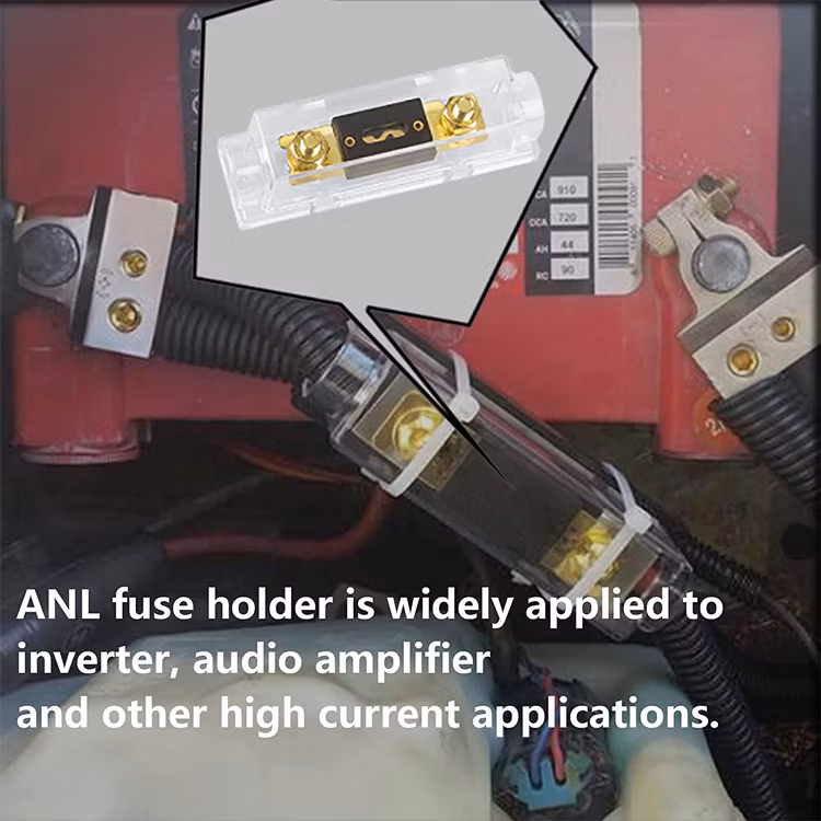 High Quality Gold Anl Bolt on Inline Fuse Holder Block Clear Transparent Base 0 4 8 10 Gauge AWG for Car Vehicle Audio Amplifier
