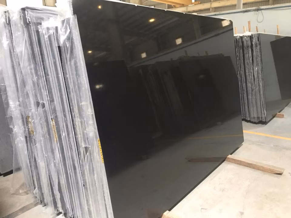 Natural Polished/Lreather Surface Absolute Black Granite Slab for Tile/Countertop&Vanity Top