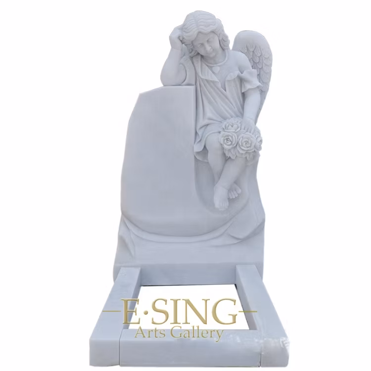 Hot Sale White Marble Tombstone Factory Direct Supply Luxury Tombstone Cross Design