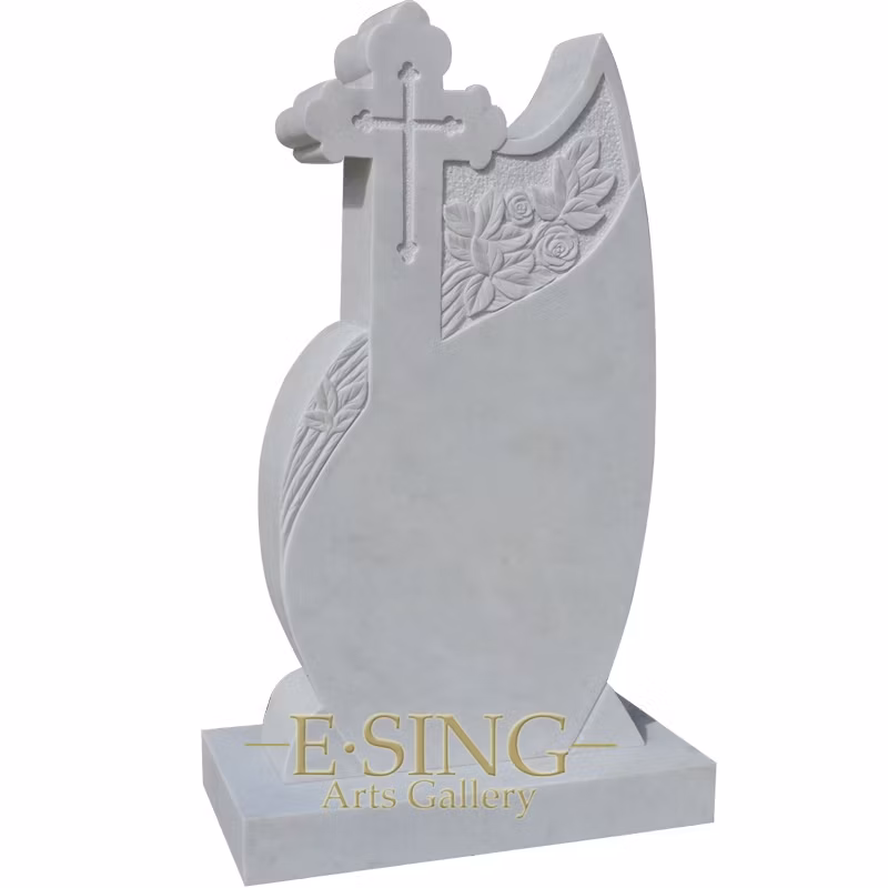 Hot Sale White Marble Tombstone Factory Direct Supply Luxury Tombstone Cross Design