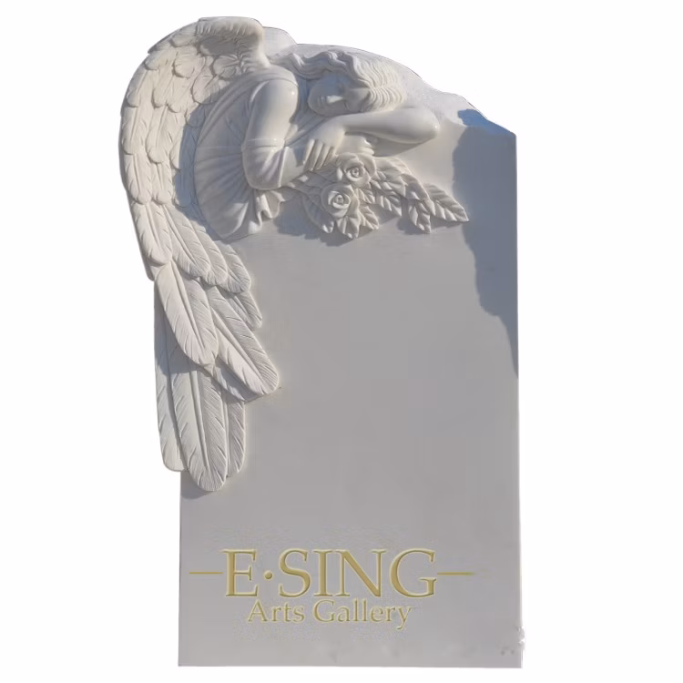 Hot Sale White Marble Tombstone Factory Direct Supply Luxury Tombstone Cross Design