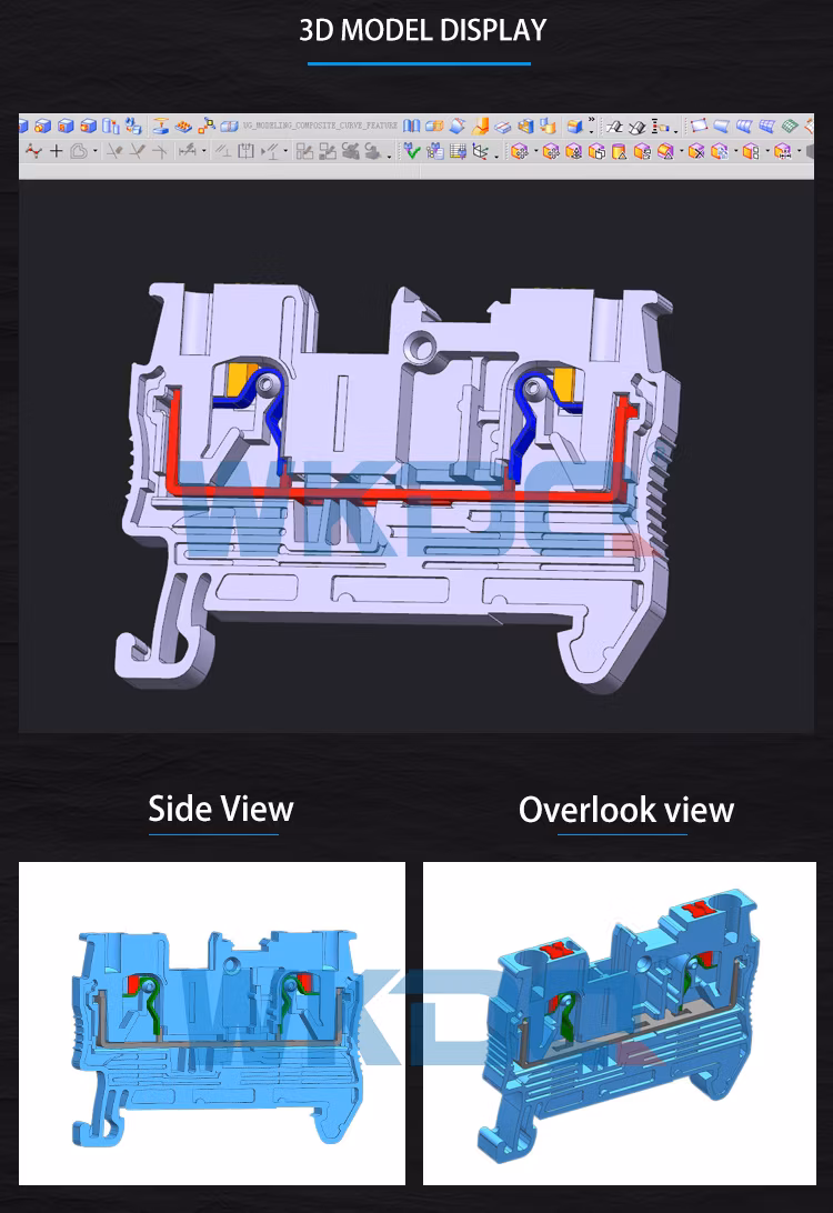 PT2.5 DIN Rail Mounted Push in Connection Screwless Terminal Block