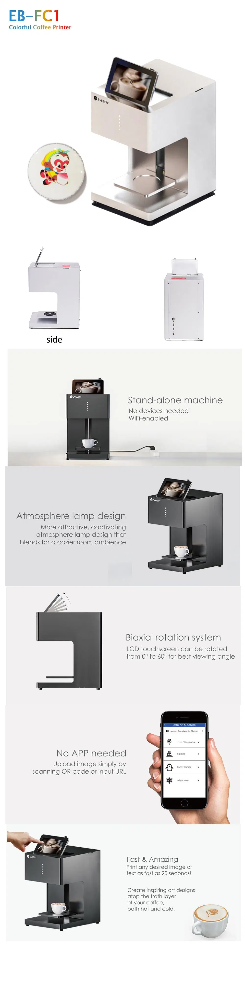 Free Shipping Selfie Edible Ink Cappuccino/Latte/Mocha Full Color Coffee Printer