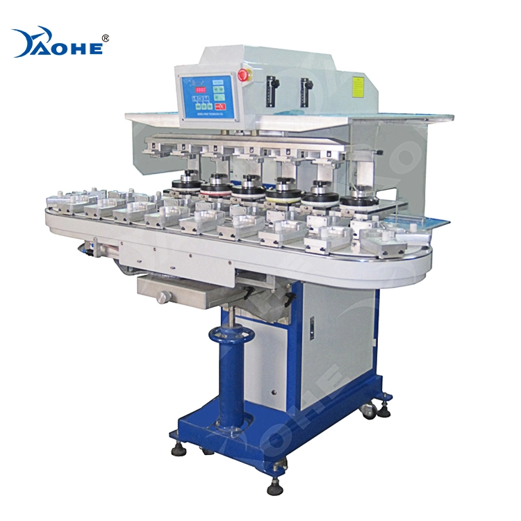 6 Color Conveyor Automatic Closed Ink Cup Pad Printer for Bottle Cap