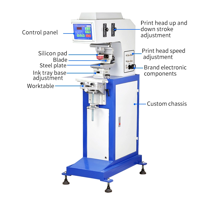 2 Printing Heads 1 Color Pad Printing Machinery Ink Tray Pad Printer