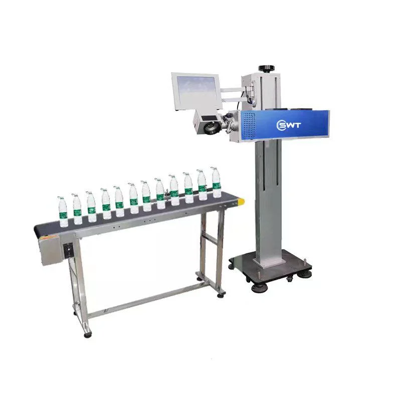 Production Line Flying 30W CO2 Laser Marking Machine Expiry Date Batch Code Laser Printer for Plastic Bags Cable Wire Pet Bottle