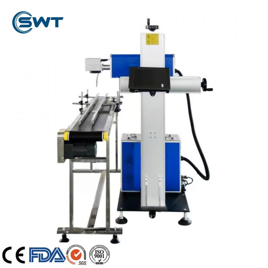 Production Line Flying 30W CO2 Laser Marking Machine Expiry Date Batch Code Laser Printer for Plastic Bags Cable Wire Pet Bottle