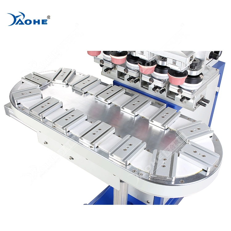 6 Color Conveyor Automatic Closed Ink Cup Pad Printer for Bottle Cap