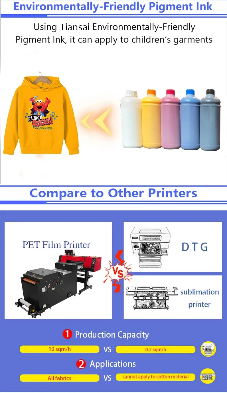 Professional 60cm Dtf Printer Direct to Pet Film Printer Machine Digital Caps Sweater Hoodie T Shirt Printing Machine on Cloth