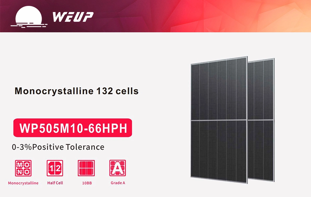 500W 510W Solar Panel Installation for Home Solar Roof System Half Cell 550 Watt Monocrystalline Camping Solar Module