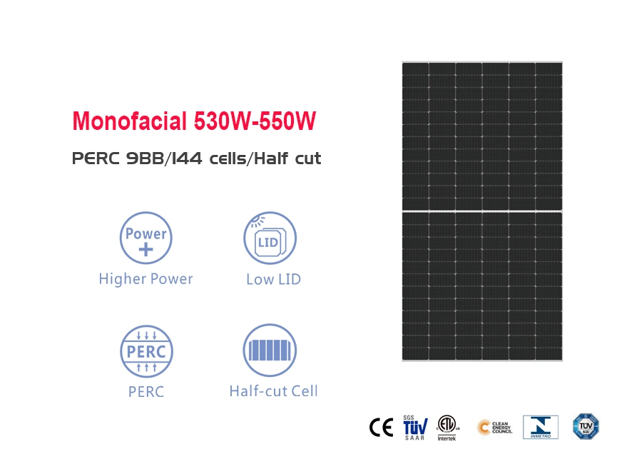 530W 545W 550 Watt Monocrystalline 9mbb Half Cell Solar Panel Factory Price