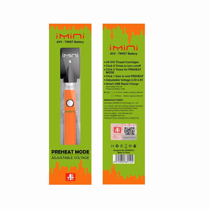 Hottest Imini 510 Thread Cartridge Vape Pen Battery Preheating Disposable Vape Pen Battery Us Canada Japan Variable Voltage E Cigarette 510 Thread Battery