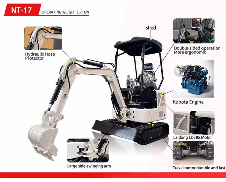 Crawler-Type Walking Big Arm Side Swing Micro Small Excavator to Dig The Land and Soil