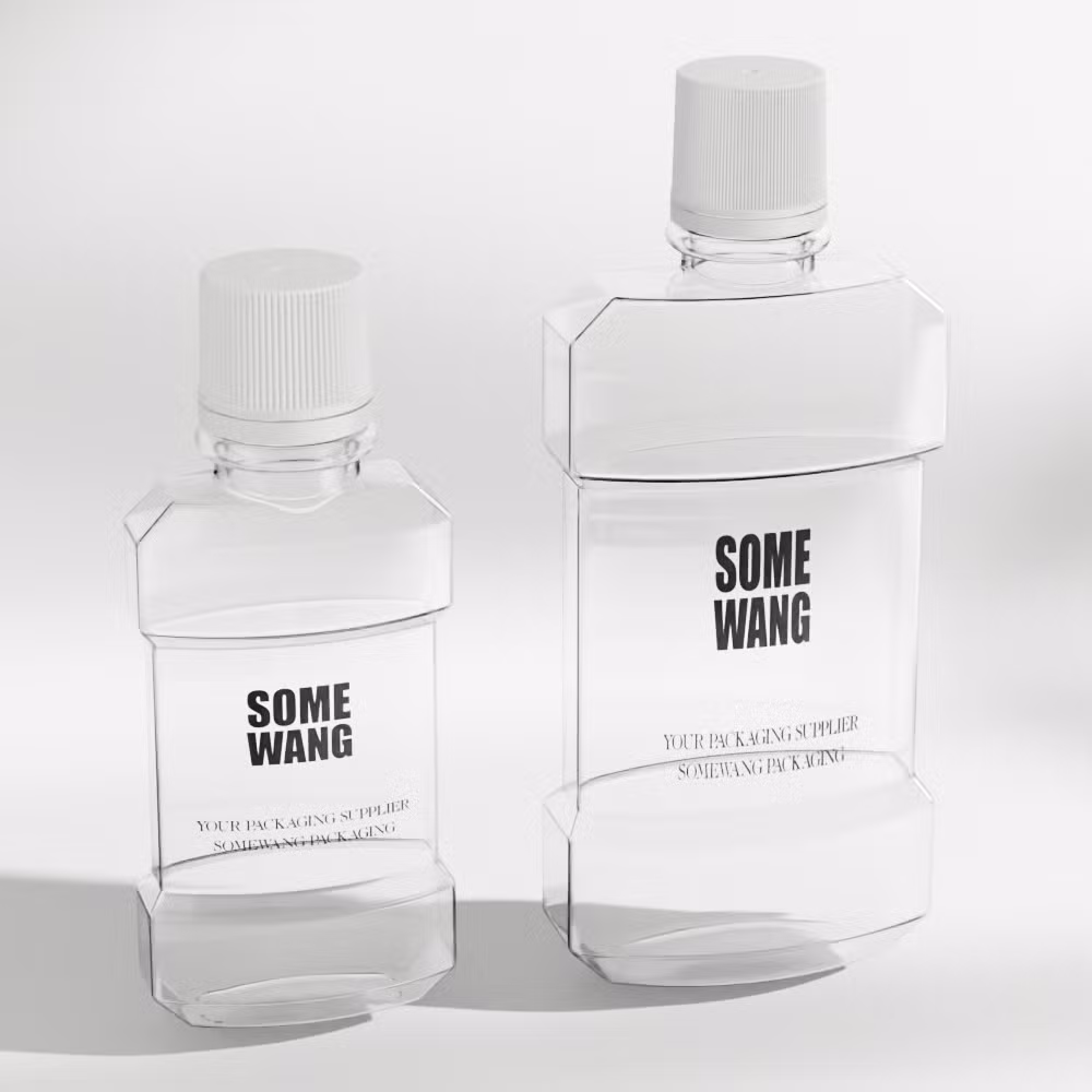 Somewang Custom 100ml 200ml 500ml Special Plastic Mouthwash Bottles with Screw Cap Pet Wholesale Packaging Containers