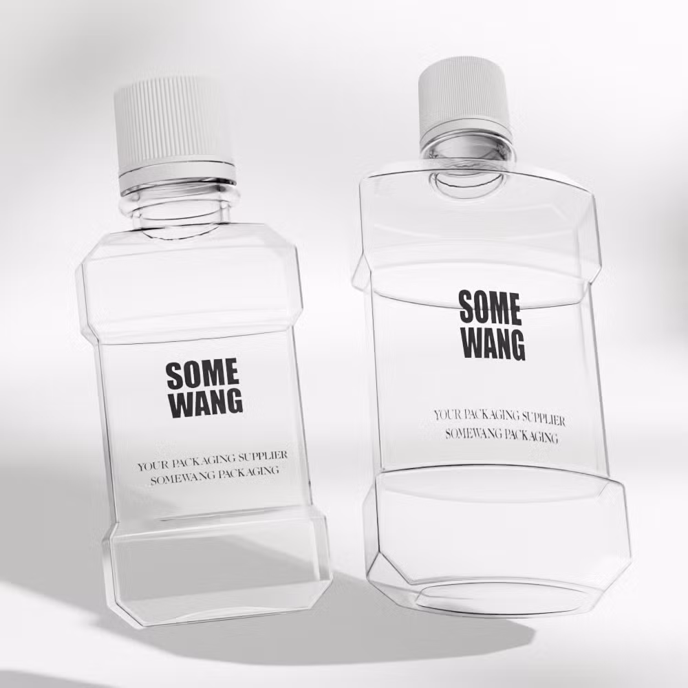 Somewang Custom 100ml 200ml 500ml Special Plastic Mouthwash Bottles with Screw Cap Pet Wholesale Packaging Containers