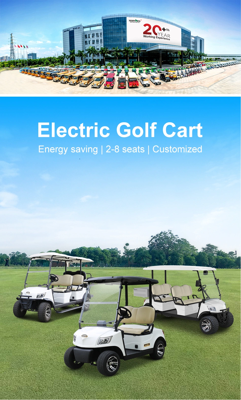 2024 Marshell New 4+2 6 Seater 4 Wheel 48V 72V Lithium Battery Electric Car Buggy Hunting Cart Electric Lifted Golf Car for Wholesale Commercial Use (DH-M4+2)