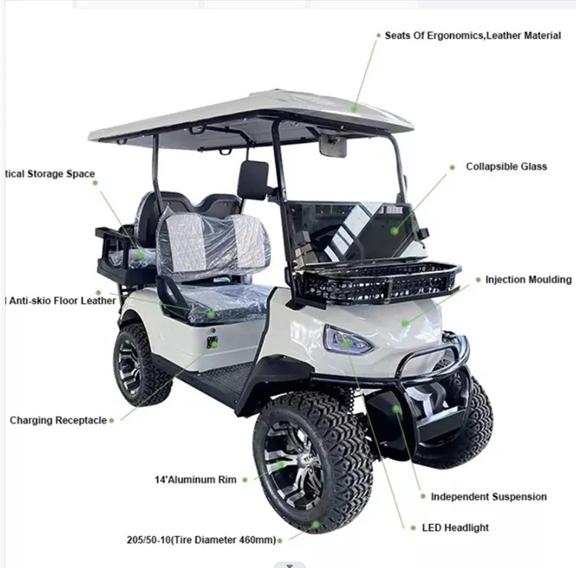 Newest Design Club Car Golf Cart Lifted Suspension Lithium Battery Powered 2, 2+2 Seat with Flip Flop