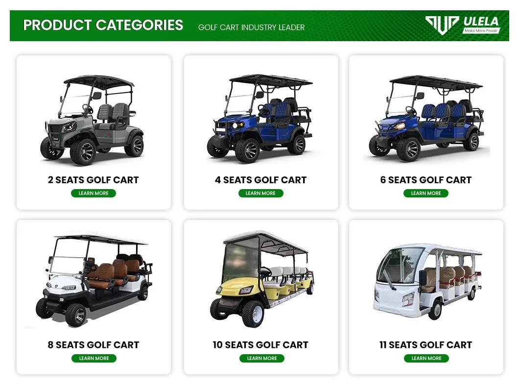 Ulela Golf Cart Distributors &lt;4m Brakes Distance Golf Cart 2 Seat China 6 Seater 36V Lithium Battery Golf Cart