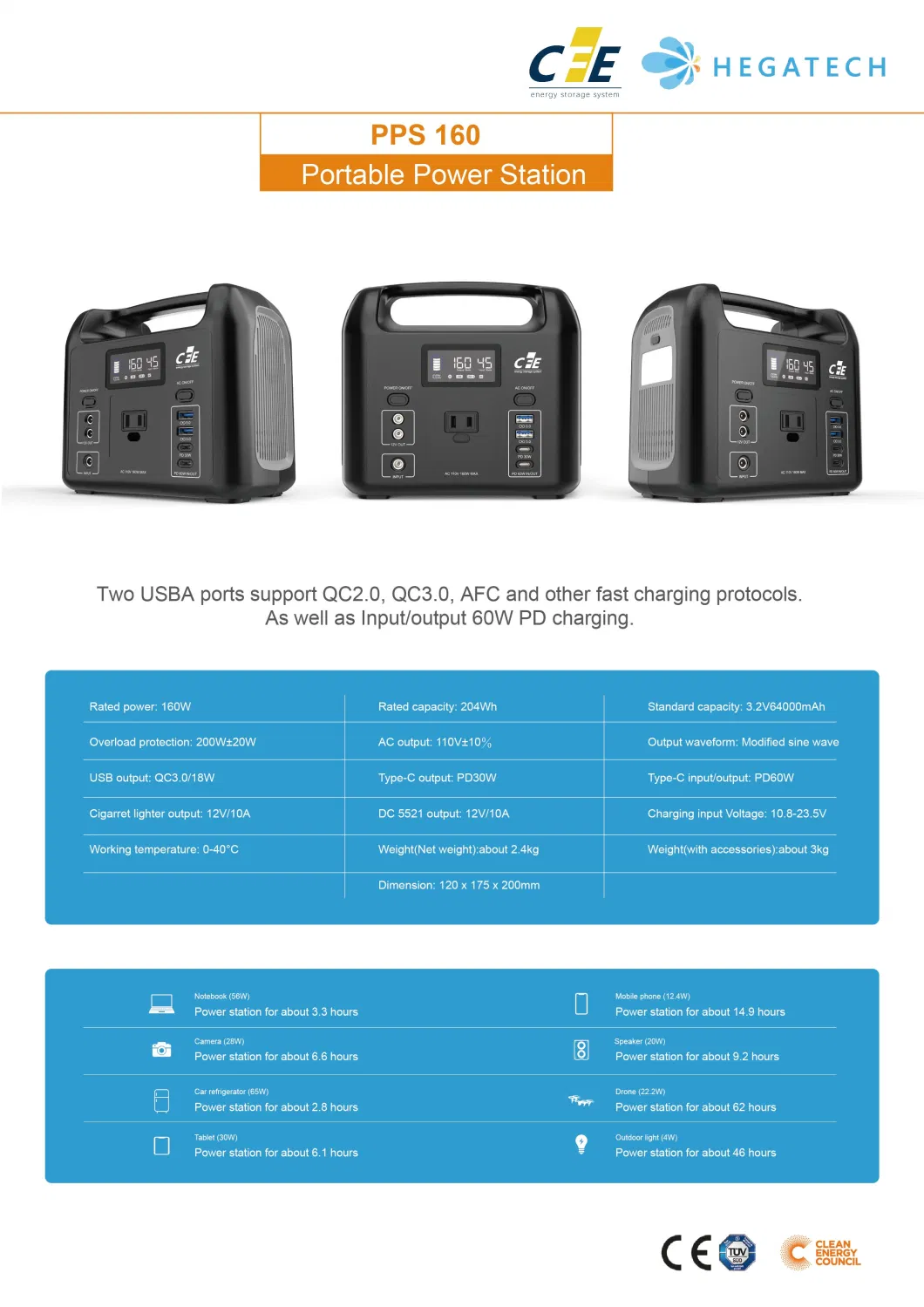 Energy Storage Battery 160W-Lithium Iron Phosphate Battery Pack-Portable Power Station 160W