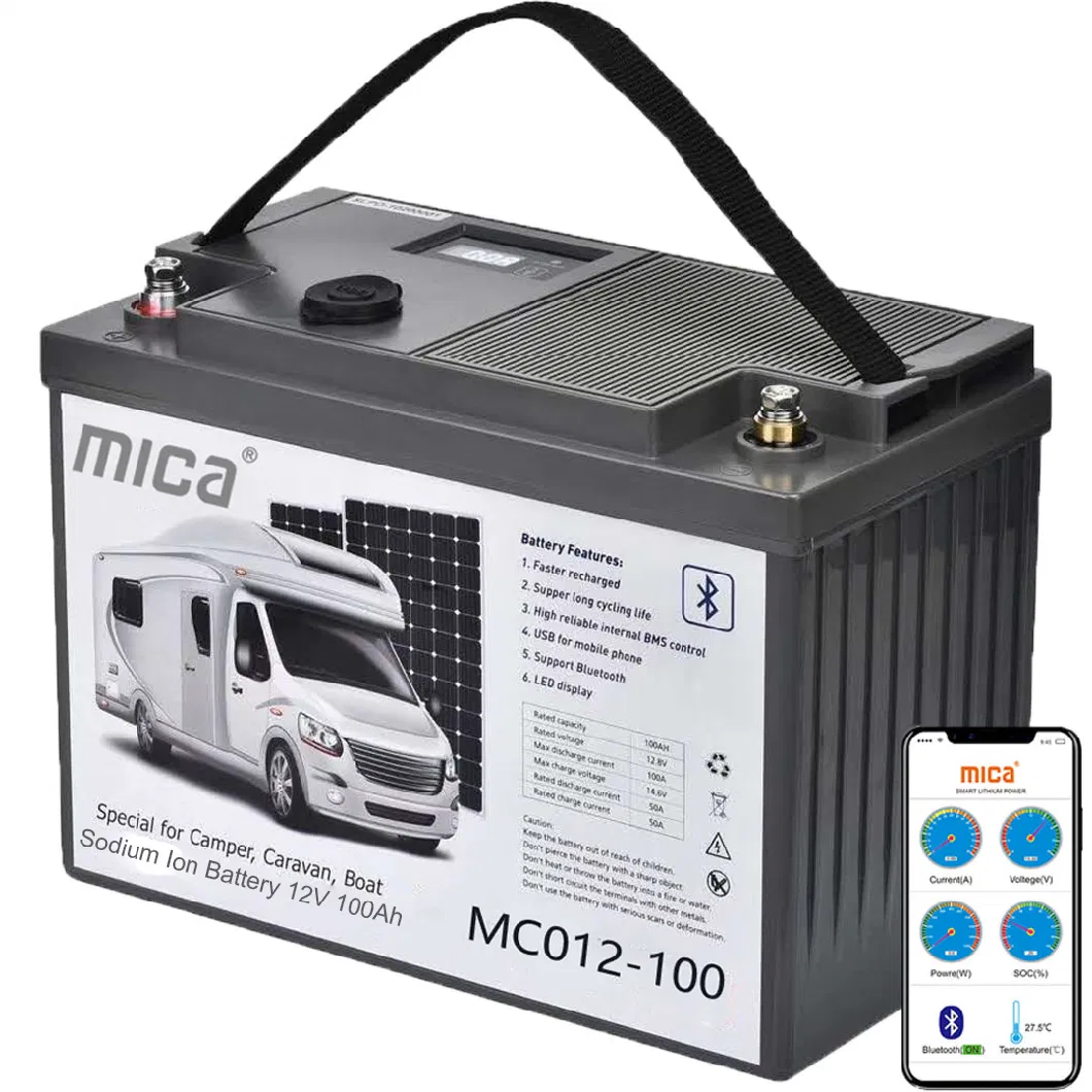 Mica Factory OEM Sodium-Ion Batterie 12V 100ah 12.4V 1240wh with CE/Un38.3/IEC62133/MSDS Sodium Battery Solar Energy Storage Battery