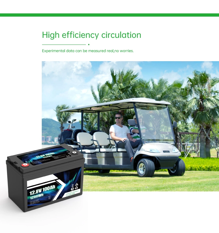 12.8V 100ah Lithium Ion Rechargeable Battery for Electric Vehicle Golf Cart