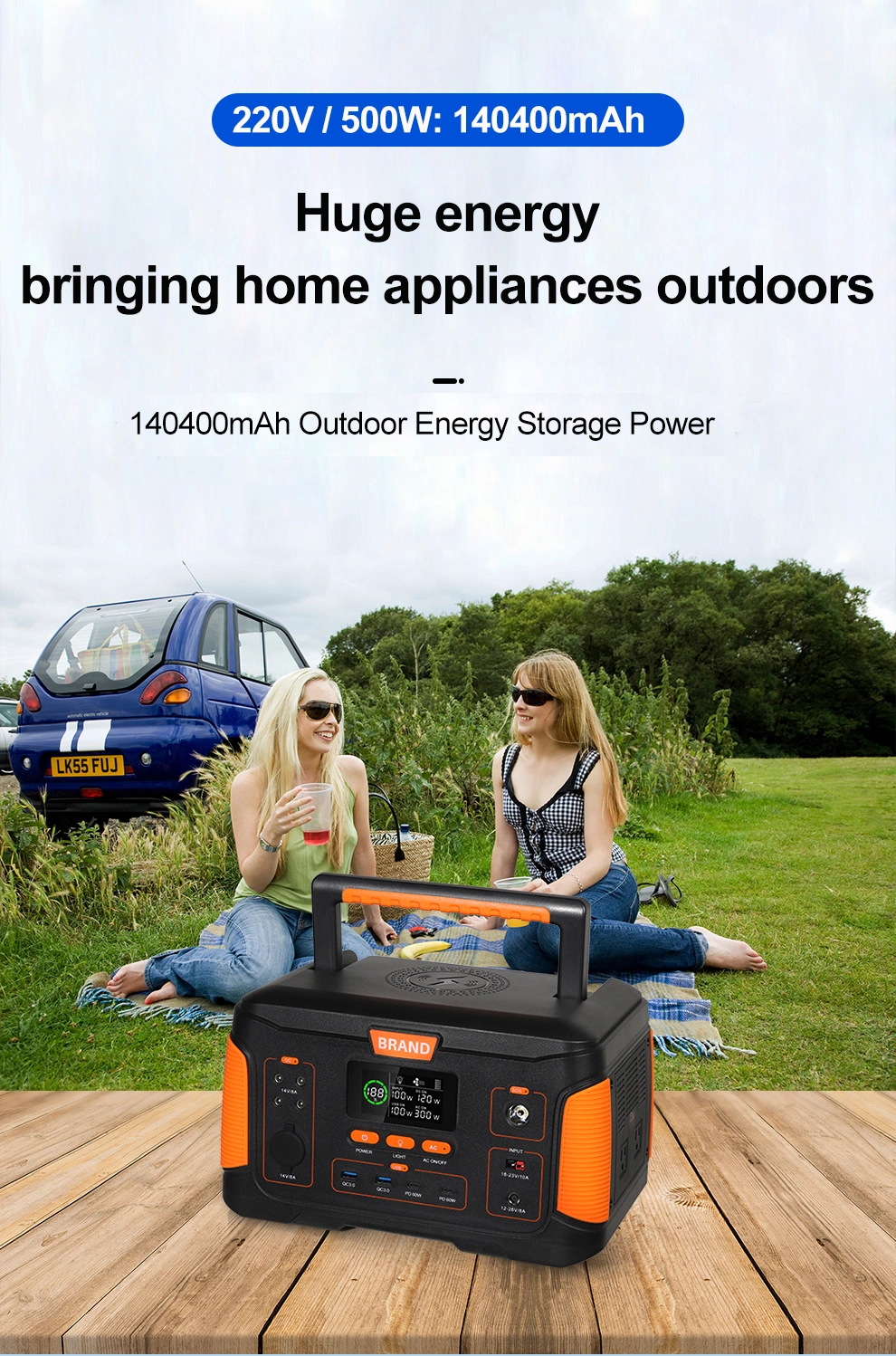 Lithium Ion Battery Outdoor Camping 1000W Solar Generator Portable Power Station Backup