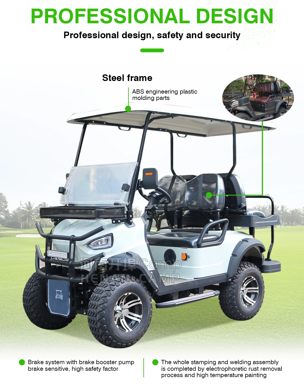 2024 Hot Sale 6 Person 72V Electric Lifted Golf Cart off Road Buggy with Lithium Battery