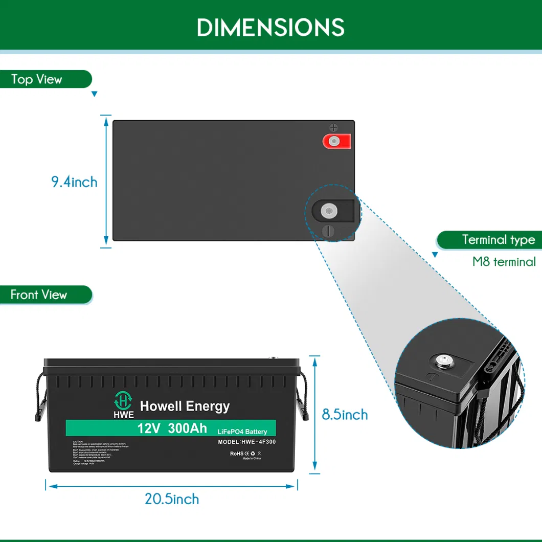 LiFePO4 Lithium Battery 12V 300ah for EPS Telecommunication