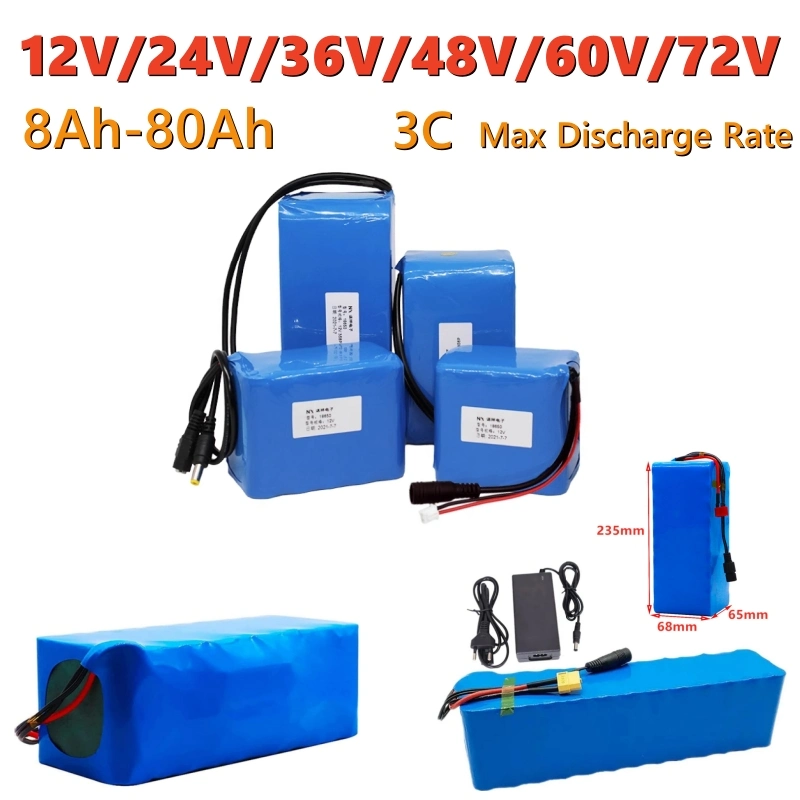 Electric Motorcycle Scooter E-Bike Lithium Ion Battery 48V 60V 72V 96V 20ah 30ah 40ah 50ah 60ah 80ah 100ah LiFePO4 Rechargeable Battery