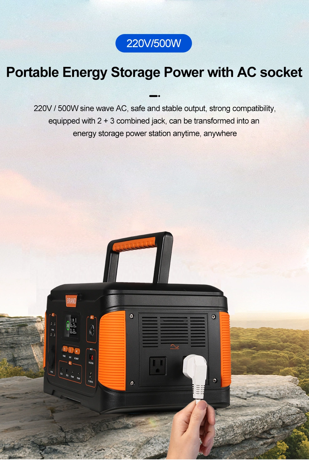 Lithium Ion Battery Outdoor Camping 1000W Solar Generator Portable Power Station Backup