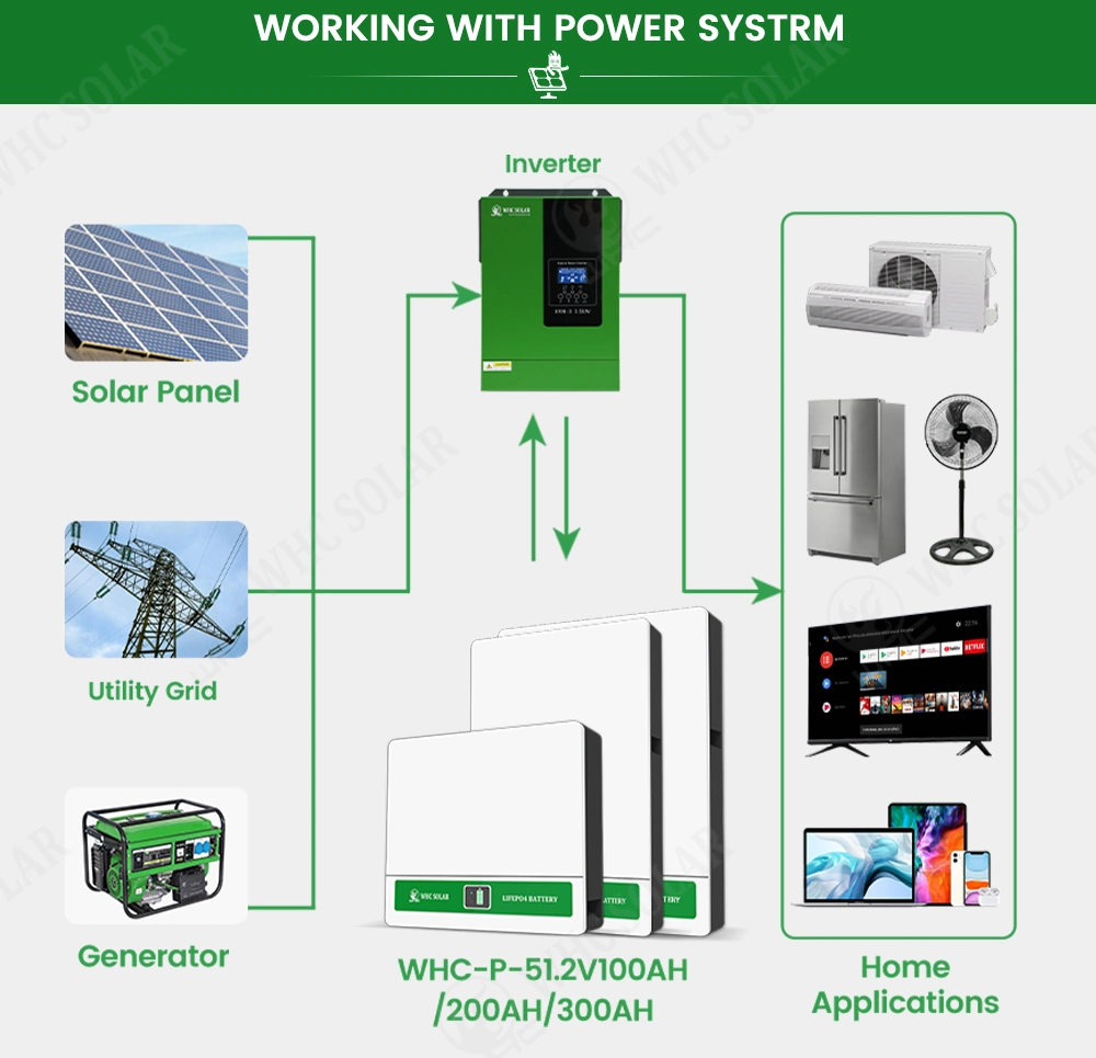 Power Wall LiFePO4 Batteries 5 Kwh 48V 100ah Lithium Ion Battery Hybrid Grid Home Solar Storage Battery