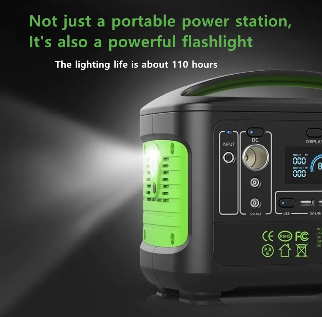 600W Portable Power Station Mobile Power Supply with LED Light for Home Outdoor