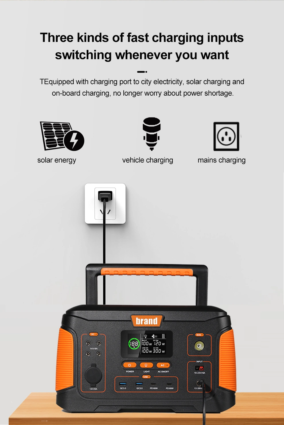 Lithium Ion Battery Outdoor Camping 1000W Solar Generator Portable Power Station Backup