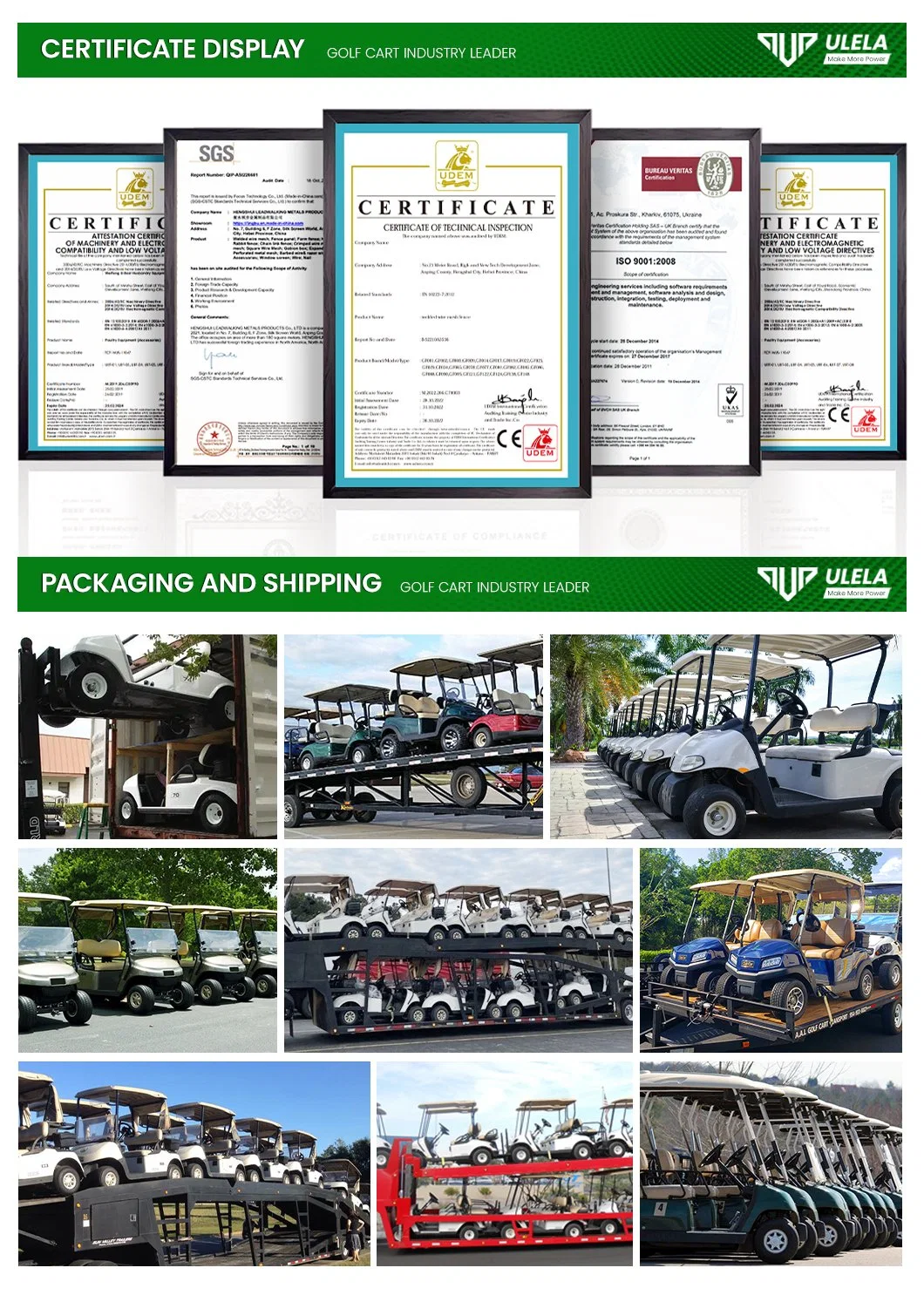 Ulela Golf Cart Distributors &lt;4m Brakes Distance Golf Cart 2 Seat China 6 Seater 36V Lithium Battery Golf Cart