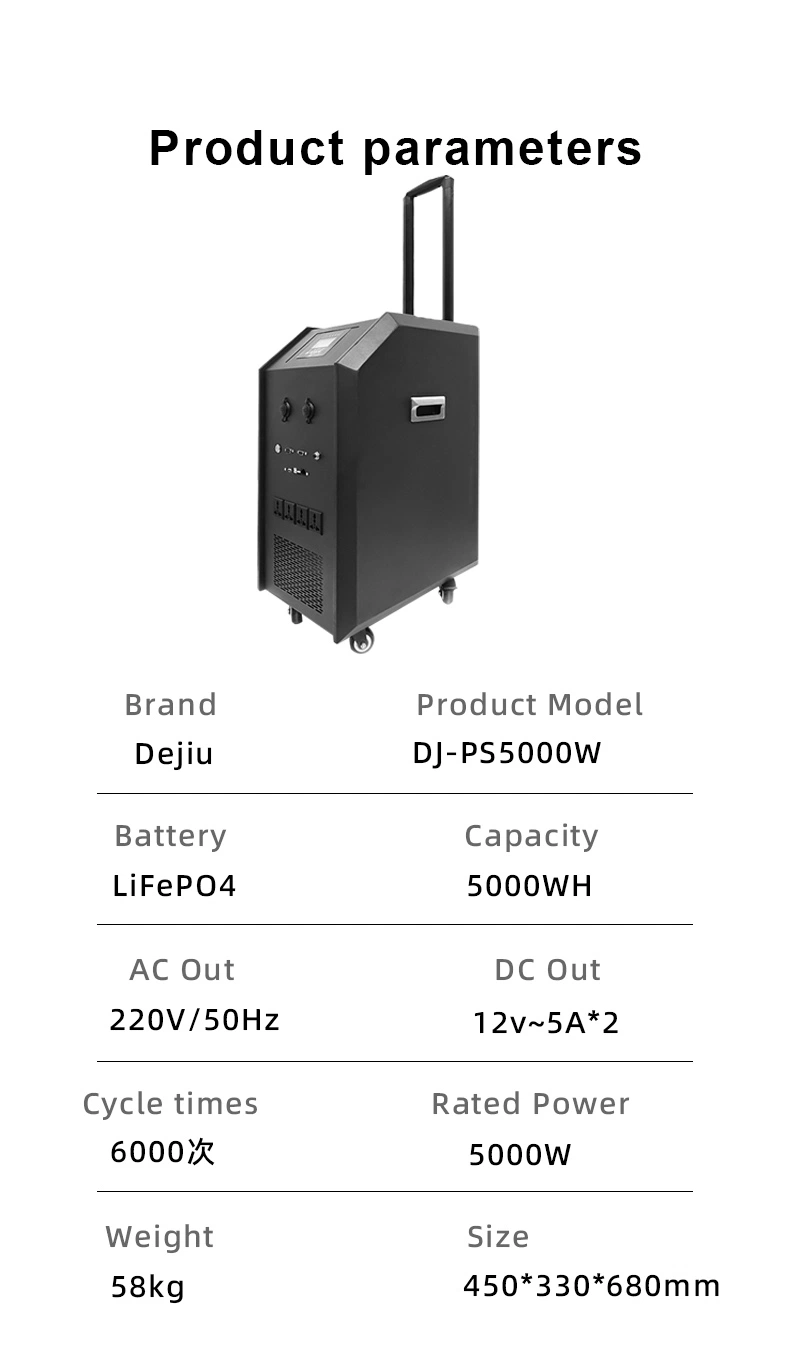 DJ-PS5000W Mobile Emergency Outdoor Solar Battery Power Supply Movable Storage Station Power Supply