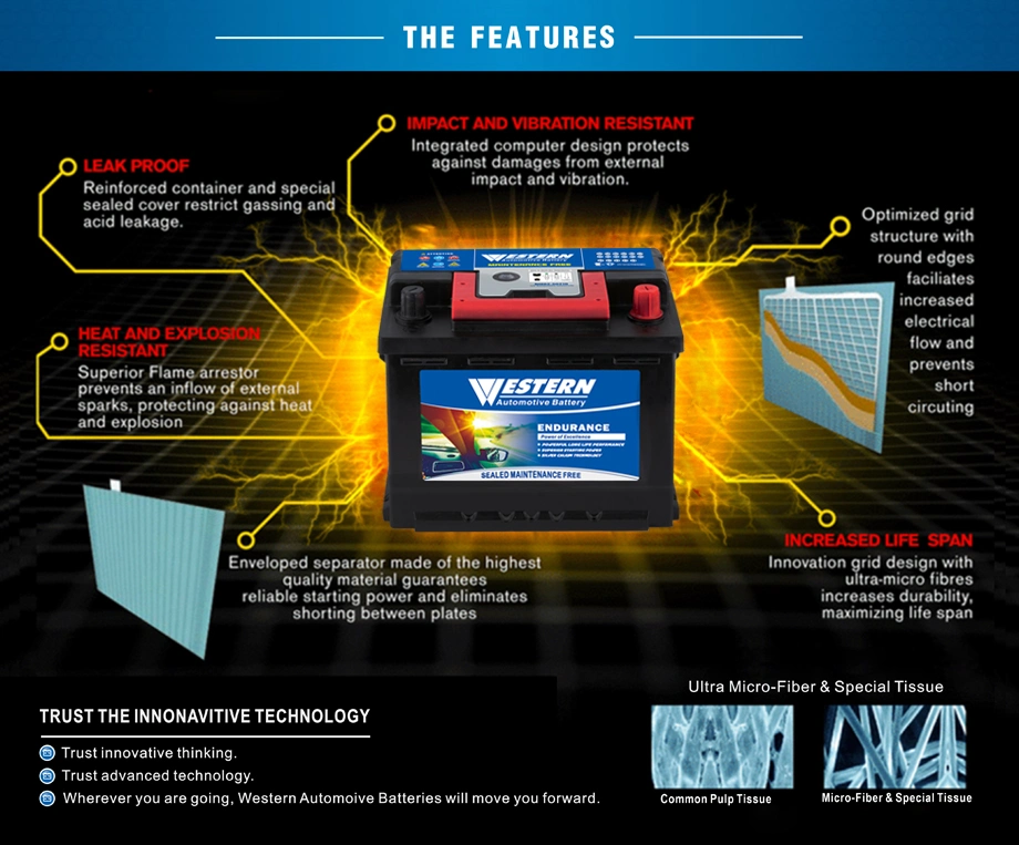 DIN60 Mf Maintenance-Free Automotive Car Battery SLA for Automobile Auto Truck Power Best Wholesale Price 12V/60ah