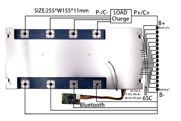 4s-16s Smart BMS 200A with I2c, Bluetooth, LCD Display