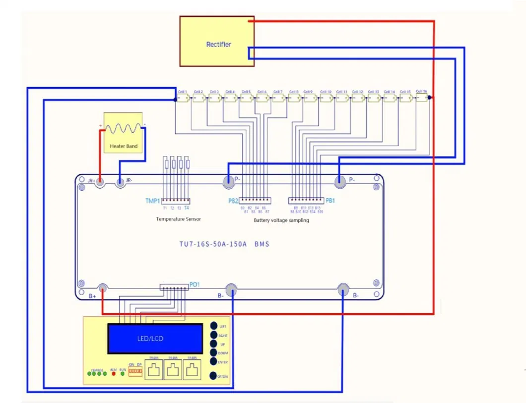 Telecom Base Station LiFePO4 Battery BMS 80A 12-16s Bluetooth